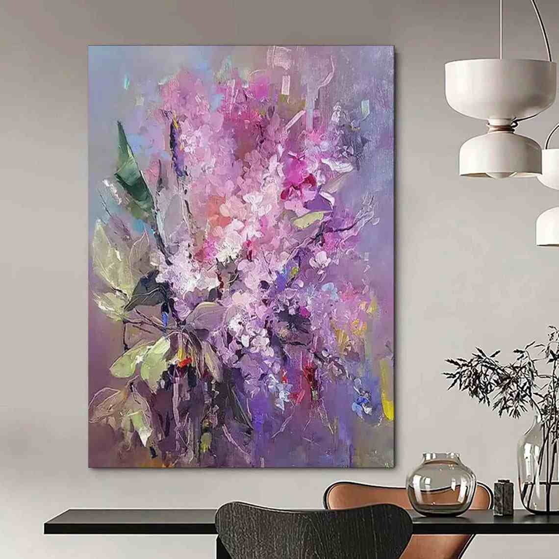 floral wall art in purple
